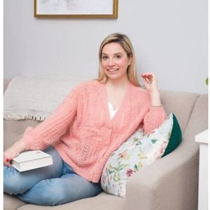 Sezane Augustino Jumper Mohair Knit Cardigan Sweater Peach Rose Size Small